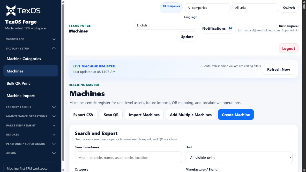 Machine register